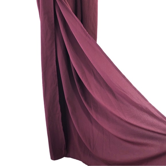 BOG COLLECTIVE Maroon Red Velvet Smocked Jumpsuit M/L - Picture 5 of 8